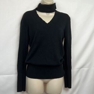 Tome Black Cutout Turtleneck Sweater size small EUC